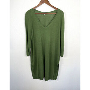 J. Jill Linen Tunic Dress Womens Size XL Petite Green Knit Lagenlook Coastal
